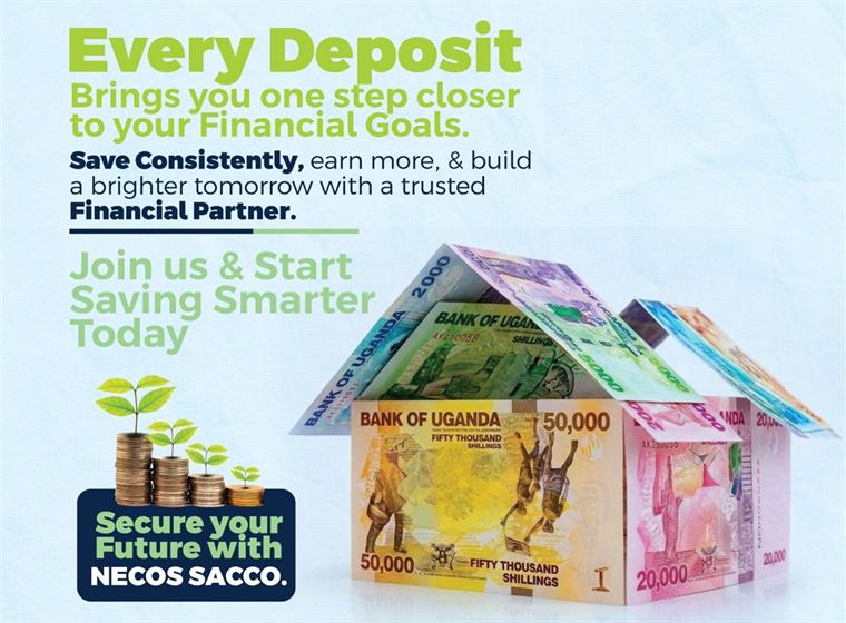 NECOS savings poster, every deposit brings you closer to your financial goals