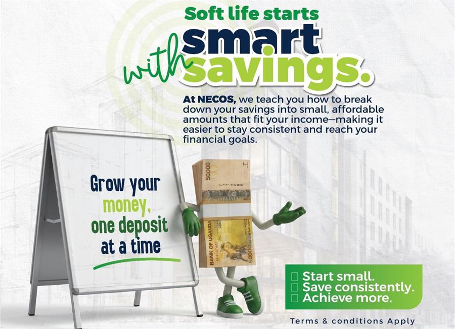 NECOS savings poster, soft life starts with smart savings